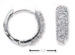 
Sterling Silver Wide Cubic Zirconia Hinged Hoop Earrings
