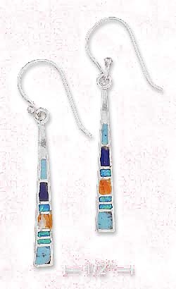 
Sterling Silver Simulated Turquoise Lapis Bar Earrings
