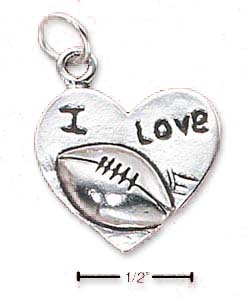 
Sterling Silver I Love Football Heart Charm
