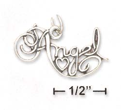 
Sterling Silver Antiqued Angel Script Charm
