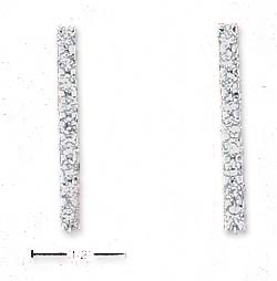 
Sterling Silver Cubic Zirconia 1 Inch Bar Post Earrings
