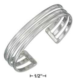 
Sterling Silver Triple Row With Spaces Cuff
