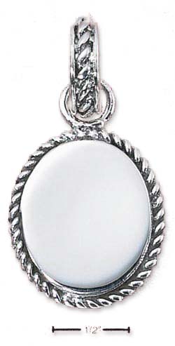 
Sterling Silver Oval Engravable Roped Charm
