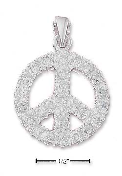
Sterling Silver Clear Cubic Zirconia Peace Sign Pendant
