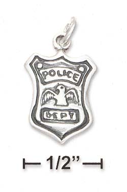 
Sterling Silver Antiqued Police Badge Charm

