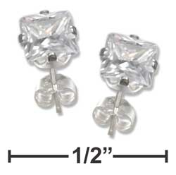 
Sterling Silver 4mm Square Cubic Zirconia Post Earrings
