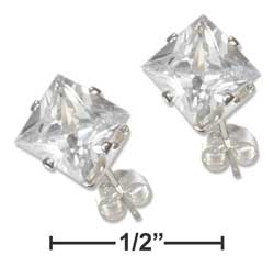 
Sterling Silver 6mm Square Cubic Zirconia Post Earrings
