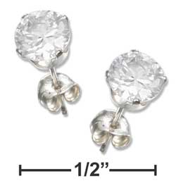 
Sterling Silver 5mm Round Earrings Cubic Zirconia Posts
