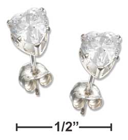 
Sterling Silver 5mm Heart Earrings Cubic Zirconia Posts
