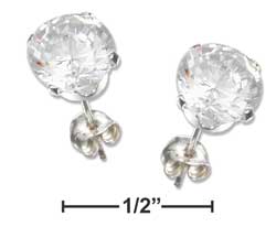 
Sterling Silver 7mm Round Earrings Cubic Zirconia Posts
