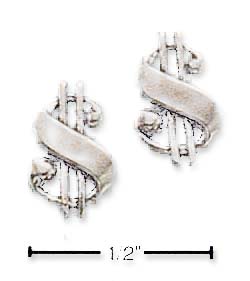 
Sterling Silver Dollar Symbol Post Earrings
