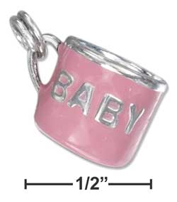 
Sterling Silver Enamel Pink Baby Cup Charm
