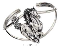
Sterling Silver Antiqued Single Horse Cuff
