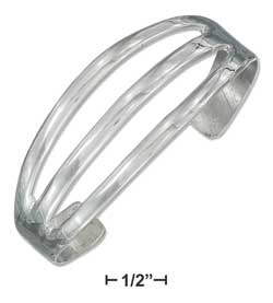 
Sterling Silver Triple Band Ring Open Cuff
