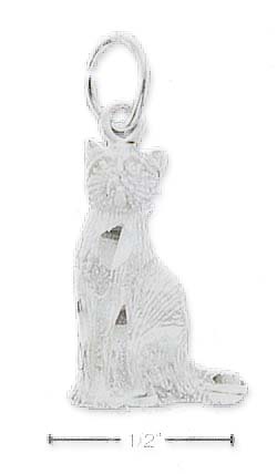 
Sterling Silver Satin/DC Sitting Cat Charm
