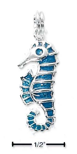 
Sterling Silver Enamel Aqua Seahorse Charm
