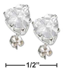
Sterling Silver 6mm Heart Cubic Zirconia Post Earrings
