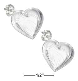 
Sterling Silver Etched Heart Post Earrings
