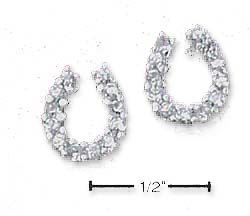 
Sterling Silver Cubic Zirconia Horseshoe Post Earrings
