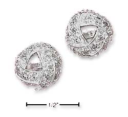 
Sterling Silver Pave Cubic Zirconia Knot Post Earrings
