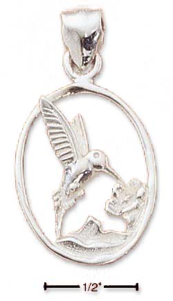 
Sterling Silver Humming Bird In Oval Charm
