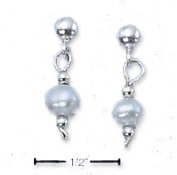 
SS Freshwater Cultured Pearl Drop On Sterling Silver Ball Post Earrings
