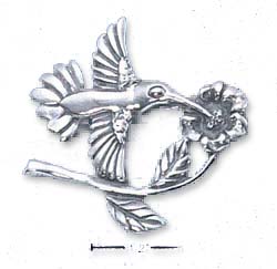 
Sterling Silver Humming Bird On Flower Pin
