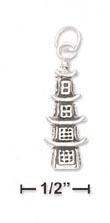 
Sterling Silver 3d Antiqued Pagoda Charm
