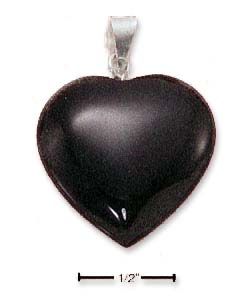 
Sterling Silver Large Simulated Onyx Heart Pendant
