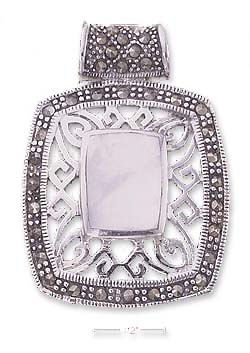 
Sterling Silver Simulated Mother of Pearl Hinged Slide Pendant
