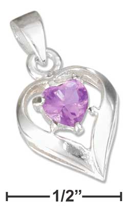 
Sterling Silver February Cubic Zirconia Heart Charm
