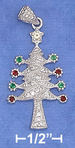 
Sterling Silver 18 X 28mm Cubic Zirconia Tree Charm
