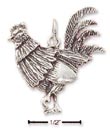 
Sterling Silver Antiqued Rooster Charm
