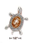 
Sterling Silver Honey Amber Turtle Pin

