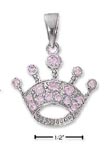 
Sterling Silver Pink CZ Crown Pendant

