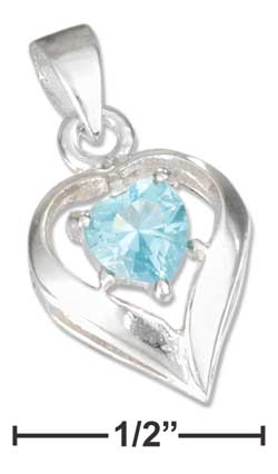 
Sterling Silver March Cubic Zirconia Heart Charm
