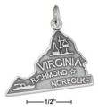 
Sterling Silver Virginia State Charm
