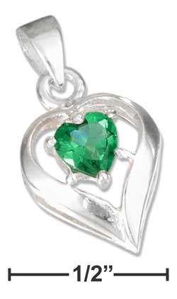 
Sterling Silver May Cubic Zirconia Heart Charm
