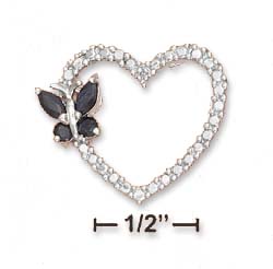 
Sterling Silver Open Heart Sapphire Butterfly Pendant

