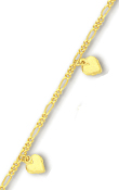 
14k Yellow Drop Solid Heart Station Ankle
