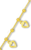 
14k Yellow Drop Open Heart Station Anklet
