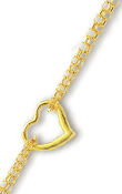 
14k Yellow Rolo and Heart Anklet - 10 Inc
