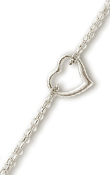 
14k White Rolo and Heart Anklet - 10 Inch
