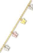 
14k Tricolor Drop Butterfly Station Ankle
