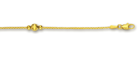 
14k Yellow Sparkle-Cut Ball Station Anklet - 10 Inch
