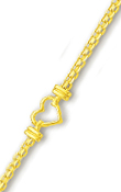 
14k Yellow Bizmark and Open Heart Anklet 
