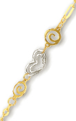 
14k Two-Tone Spiral and Design Heart Ankl
