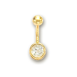 
14k Yellow Round Cubic Zirconia Belly Ring
