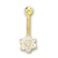 
14k Yellow Flower Cubic Zirconia Belly Ring
