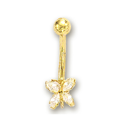 
14k Yellow Butterfly Cubic Zirconia Belly Ring
